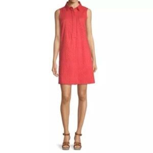 Liz Claiborne Eyelet Lace Sleeveless Shirt Shift Dress Coral Pink Women’s XXL